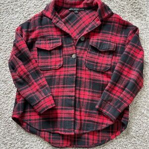 Black and Red Flannel Button-Up Shirt